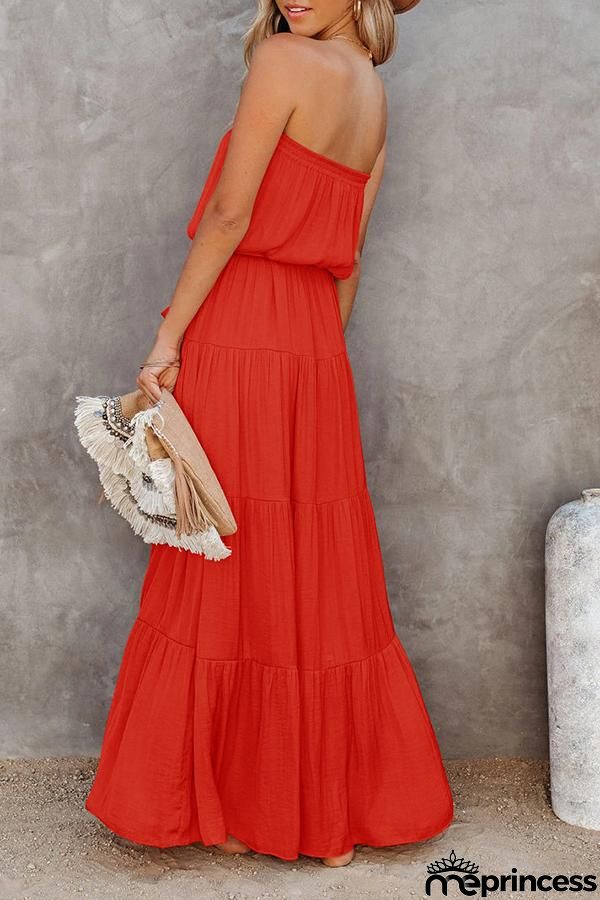 Bandeau Solid Color Maxi Dress