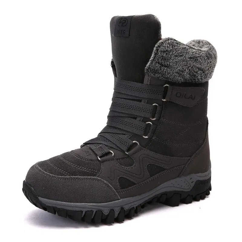 Brand Women Winter Snow Boots Fur Women Waterproof Ankle Boots Slip on Warm Plush Boots Wedge Lace-Up High Quality Suede Shoes