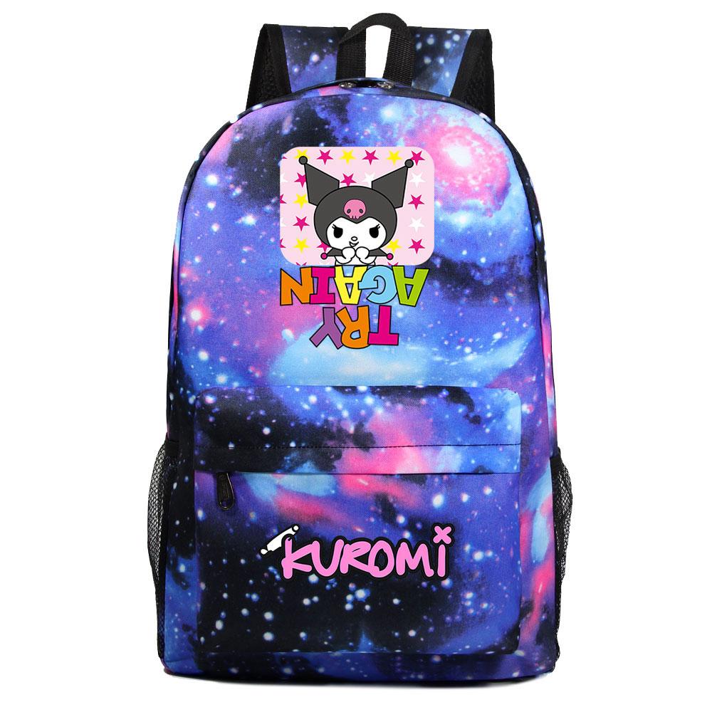 Mayoulove Kuromi Backpack Size Adjustable Lightweight Perfect For School And Outdoor Activities-Mayoulove