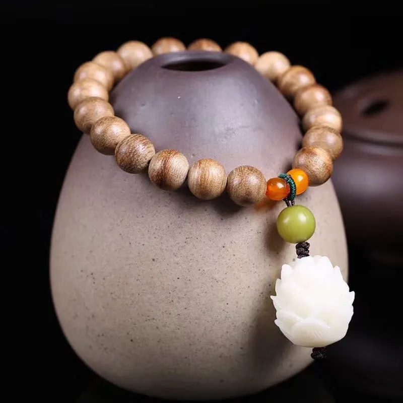 Sandalwood Bead Lotus Healing Bracelet