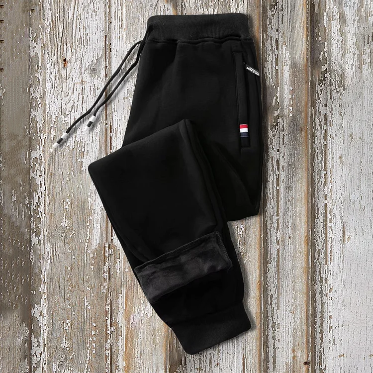 BrosWear Fleece Warm Straight Leg Solid Color Sweatpants