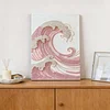 (30x40cm)DIY Pearl Painting Framed Pink Wave Handmade Pearl Material Art Kit Living Room Decor