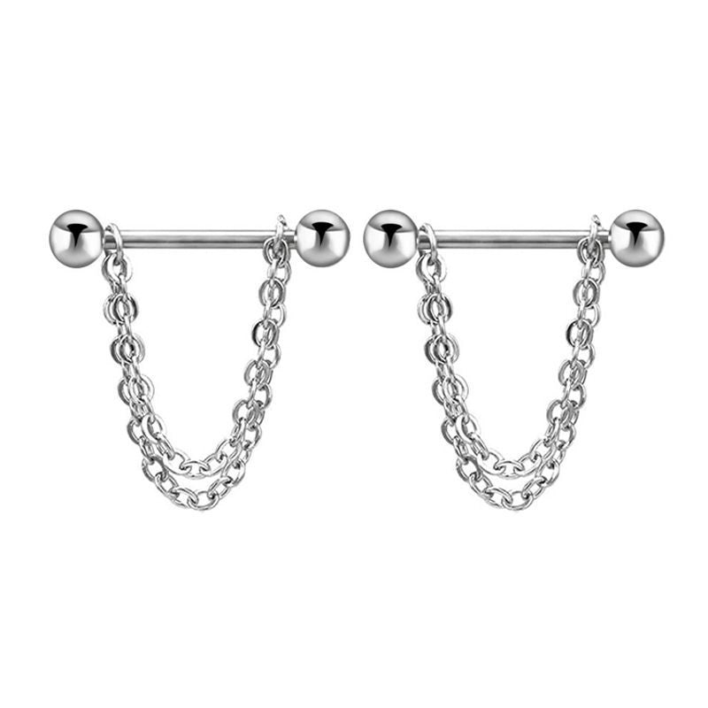 1 Pair Nipple Rings & Studs Minimalist Classic Style Solid Color 304 Stainless Steel Plating Nipple Rings & Studs