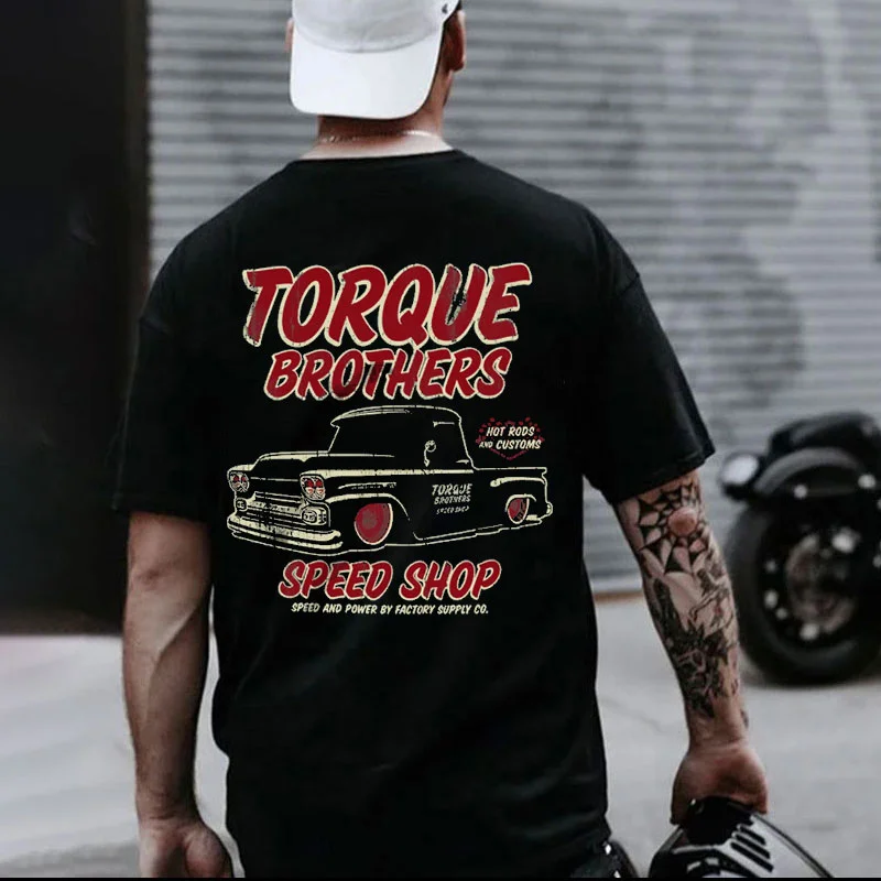 TORQUE BROTHERS SPEED SHOP Classic Car Print Men's T-shirt