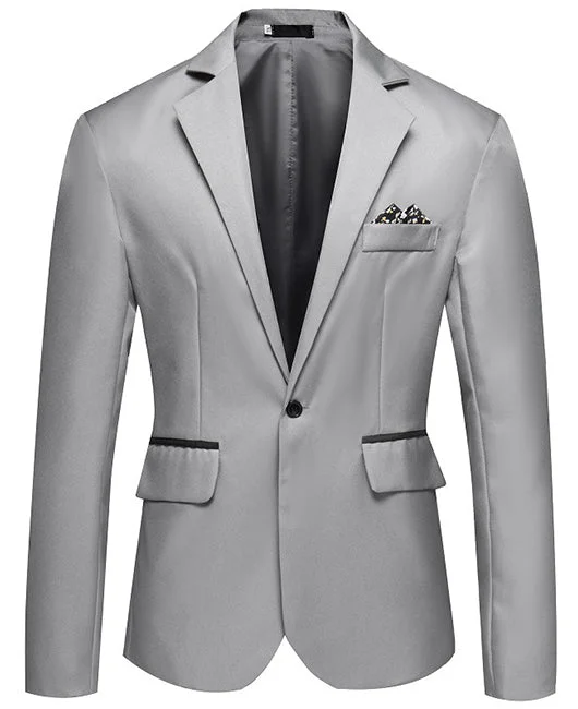 Elegant Plain Lapel Collar One Button Blazer