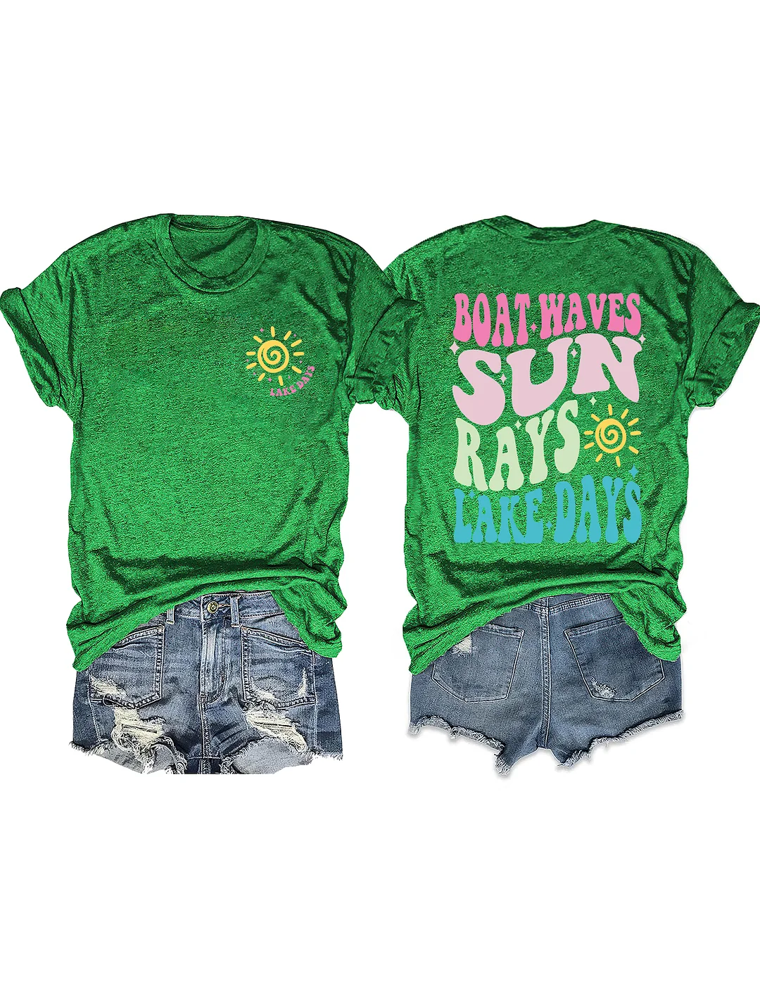 Boat Waves Sun Rays Lake Days T-shirt