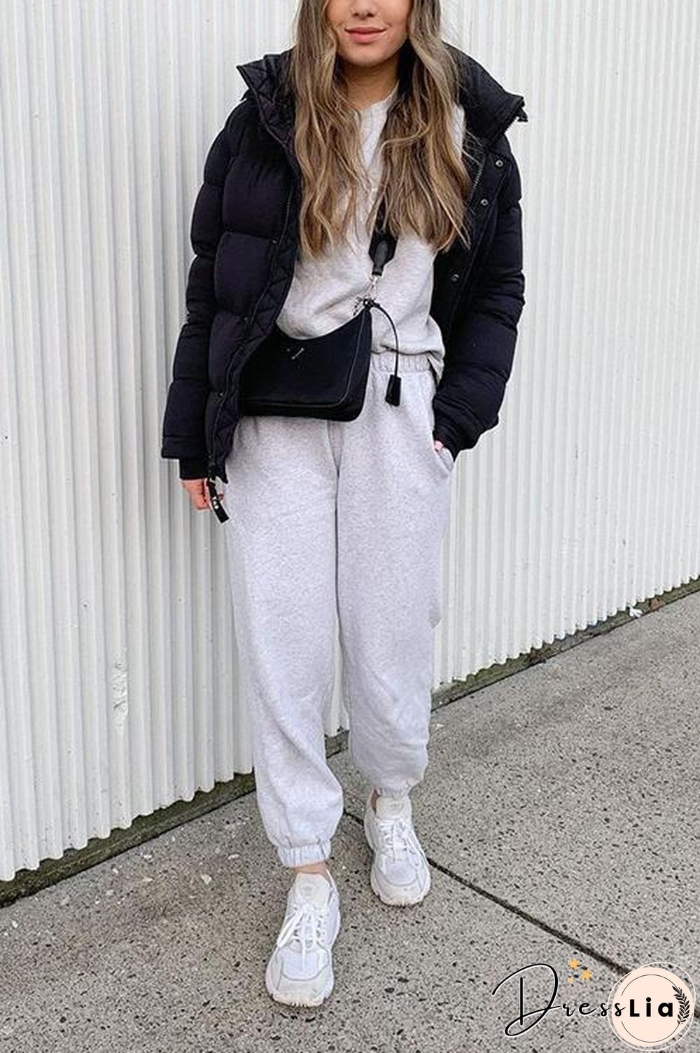 Zipper Button Hooded Coat