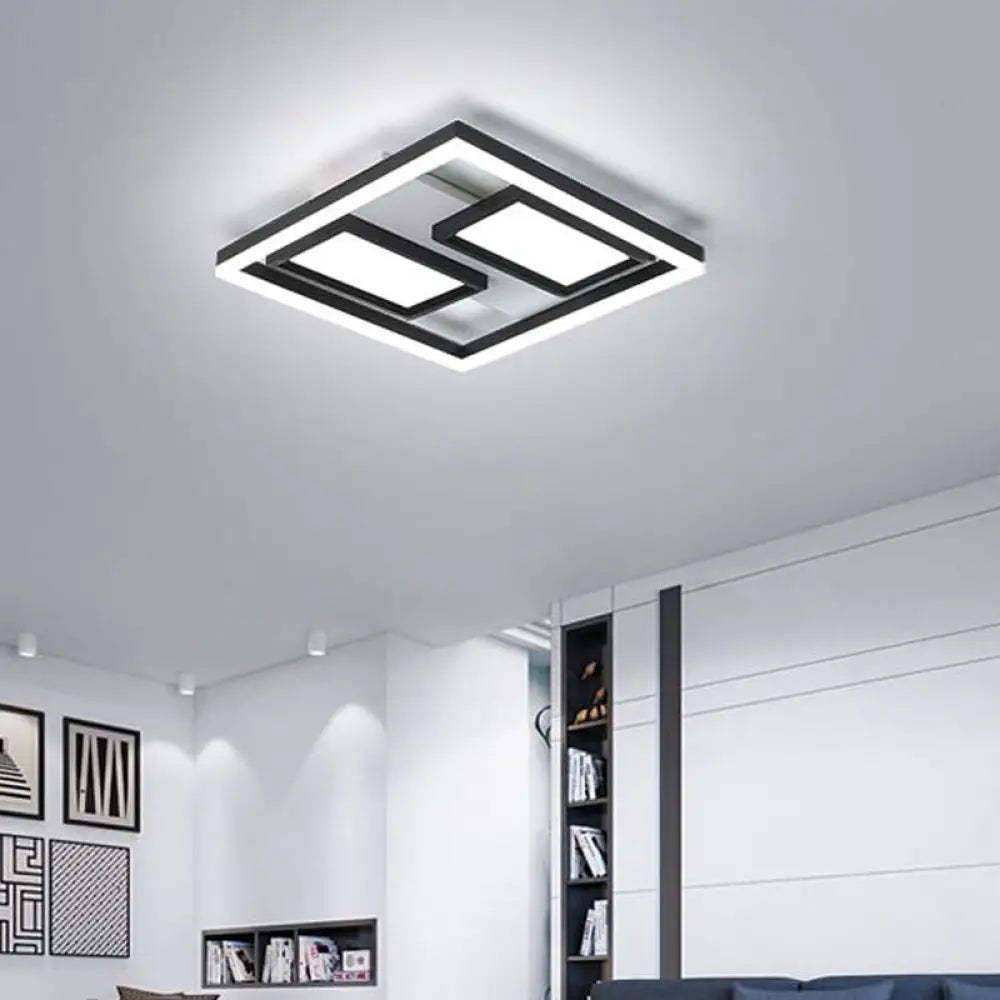 16&rsquo;/19.5&rsquo;/35.5&rsquo;/43&rsquo; Wide Superthin Flush Light - Nordic Style Black Metal Led Ceiling