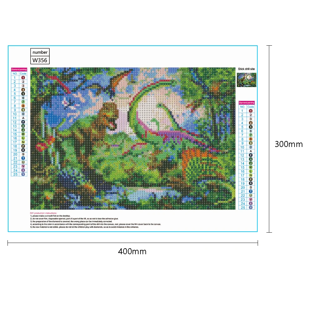 Diamond Painting - Full Round Drill - Forest Dinosaurs(40*30cm)