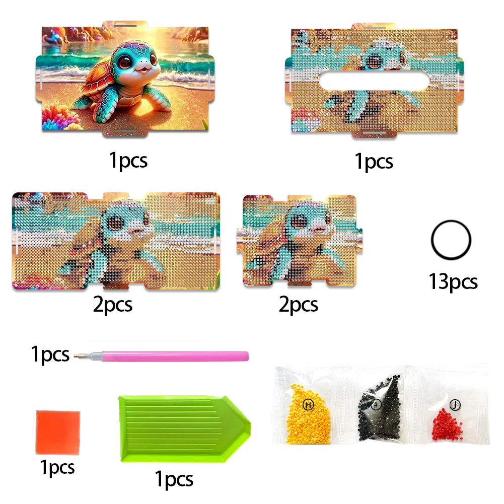 Diamond Painting Tissue Box Kits Decorative Rhinestone Craft Kit (Beach Turtle)