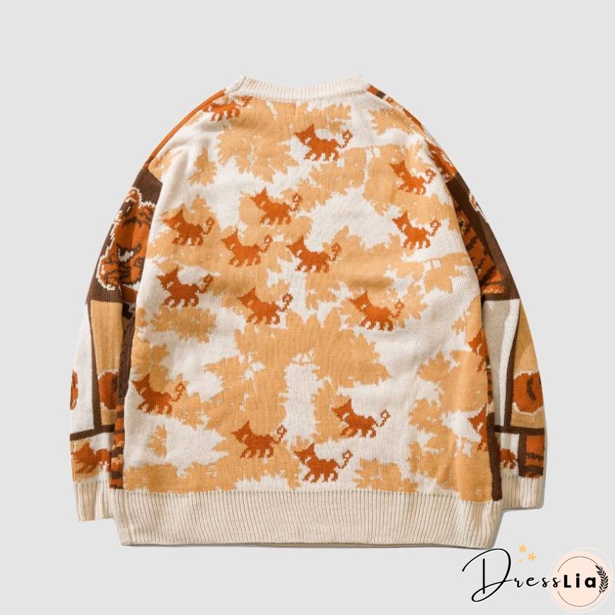 Lovely Tiger Stitching Sweater