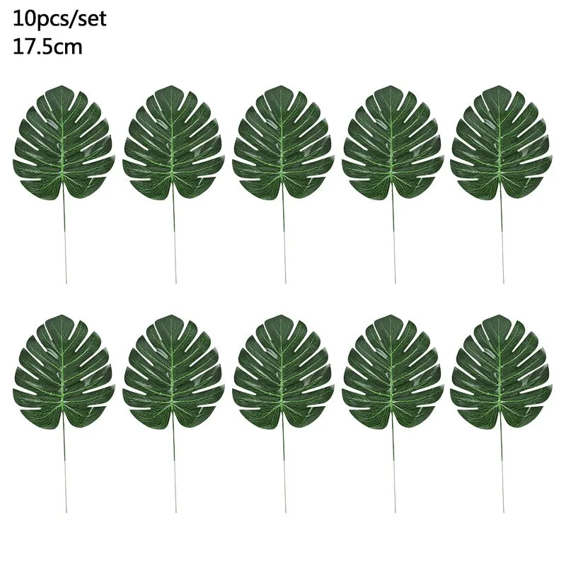 Summer Tropical Artificial Palm Leaves for Wedding Hawaiian Luau Jungle Birthday Party Home Decoration Fake Plant Turtle Leaf