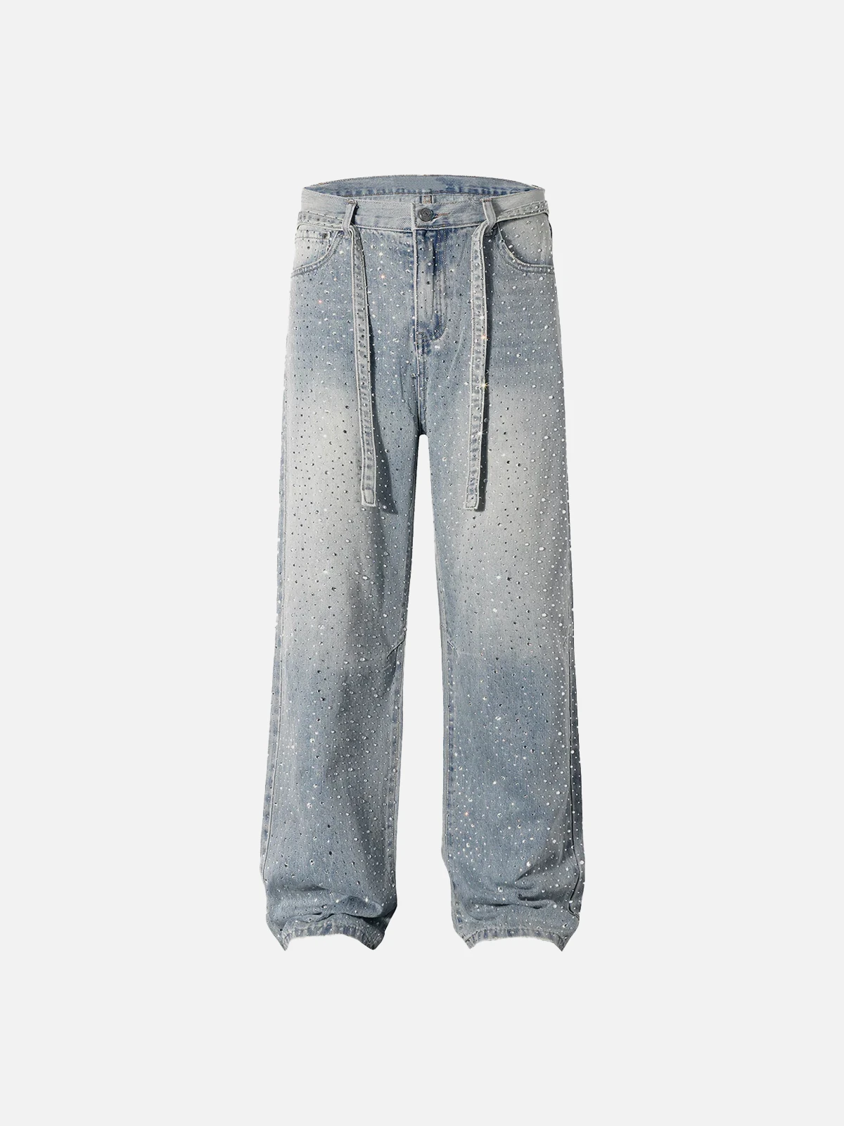 Blue Act Chic Rhinestone Application Washed Jeans Front