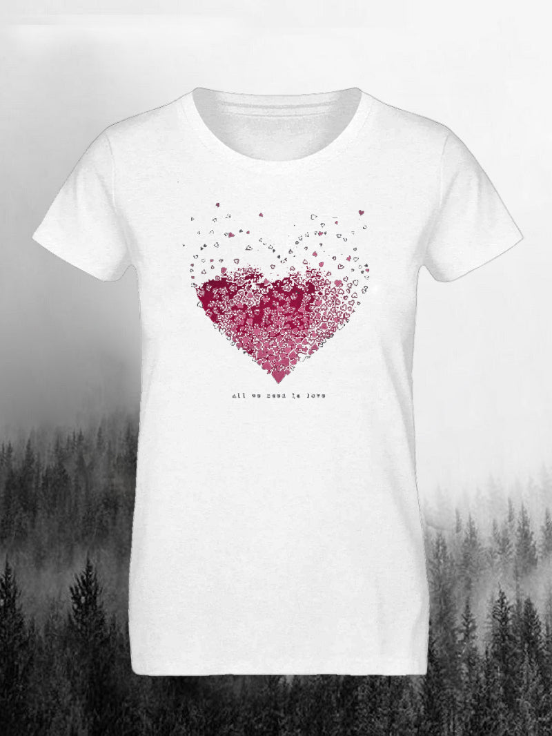 Women's Scattered Heart Short-Sleeved Shirt