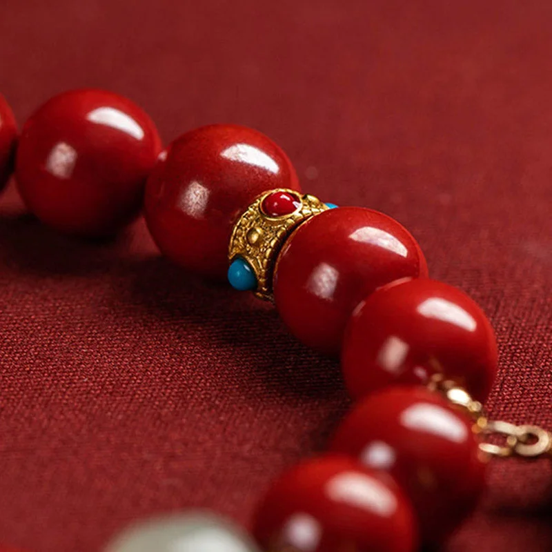 Cinnabar Jade Healing Protection Charm Bracelet