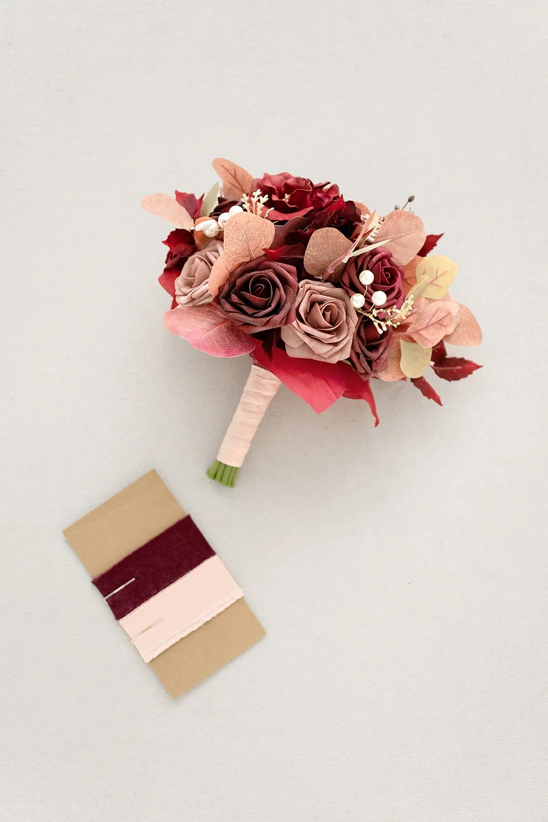 Free-Form Bridesmaid Bouquets in Burgundy & Dusty Rose