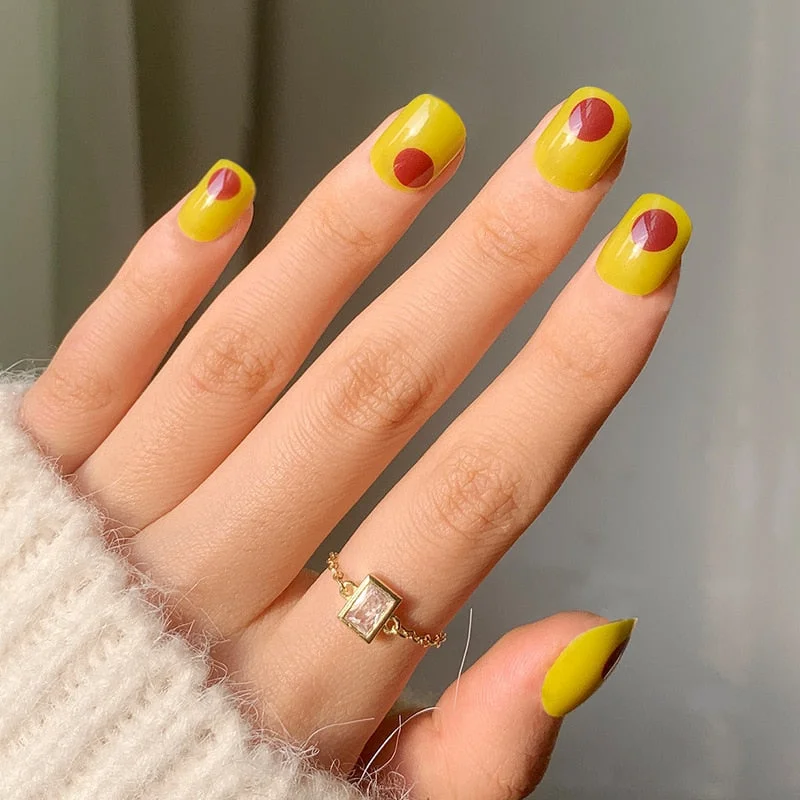 24pcs Wholesales Fake Nails For Women Light Color Solid Color Short Nail Tips Fingernail DIY Nail Art False Nails with Glue-Nail Inspo