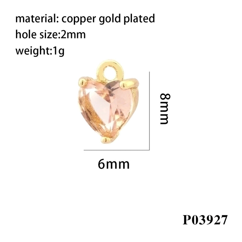 Romantic Minimalist Heart Shape Copper Plating Inlay Zircon 18k Gold Plated Valentine’s Day Charms
