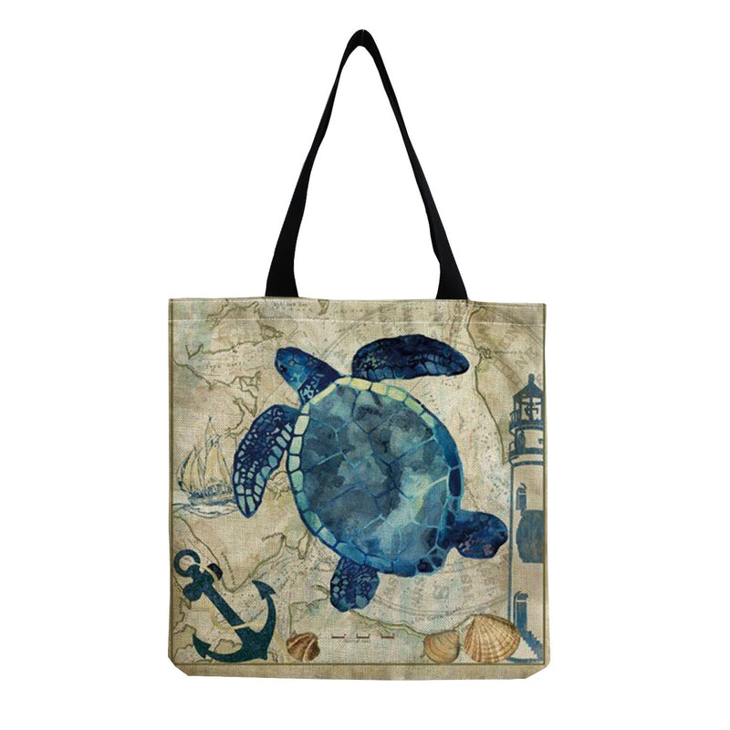 Women’s Medium Linen Animal Beach Square Open Shopping Bags