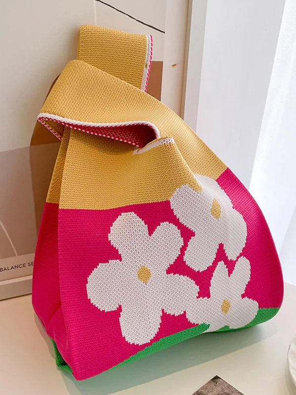 Floral Woven Handbag Bags