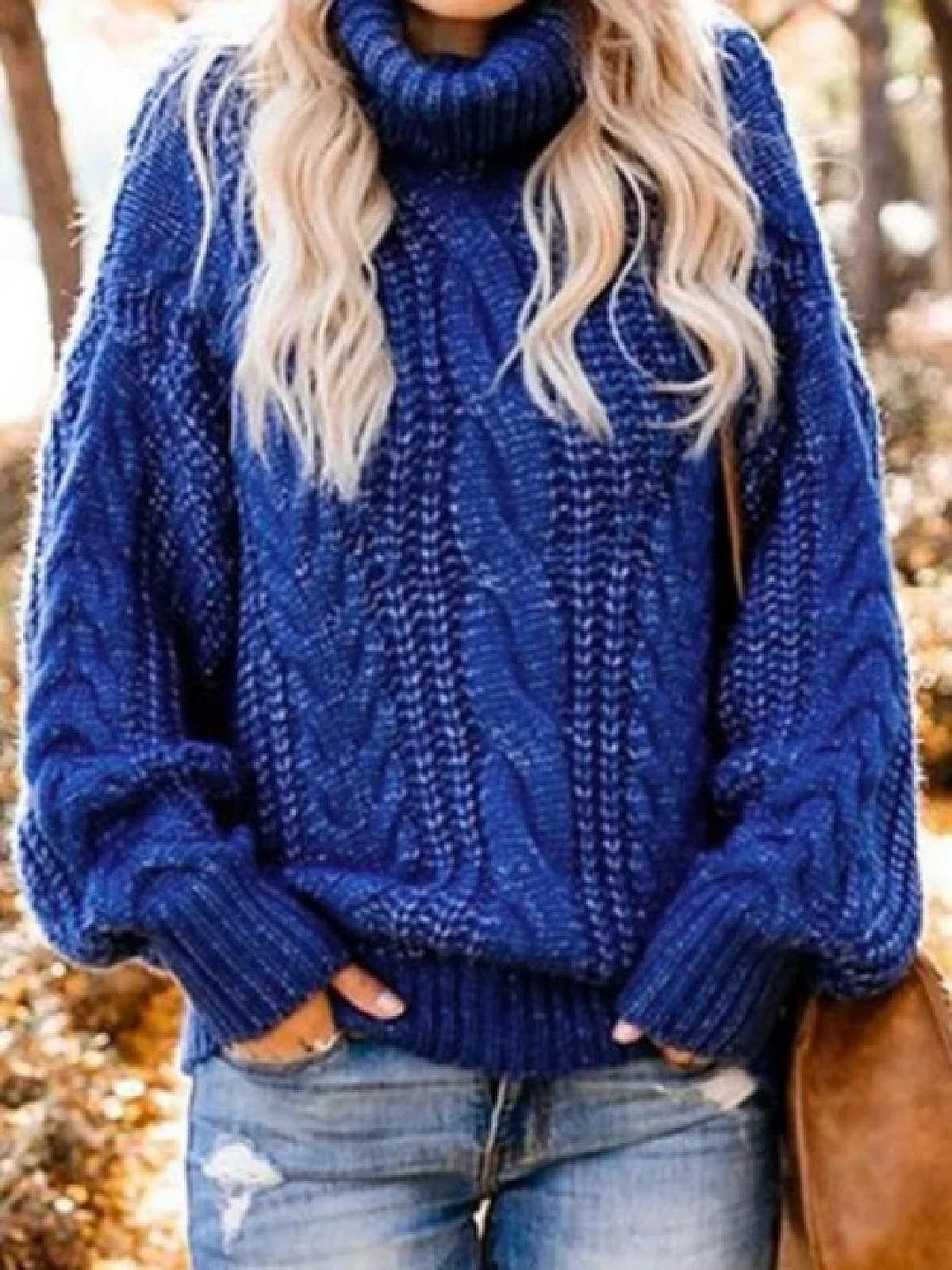 Casual Plus Size Cowl Neck Sweater Pullover