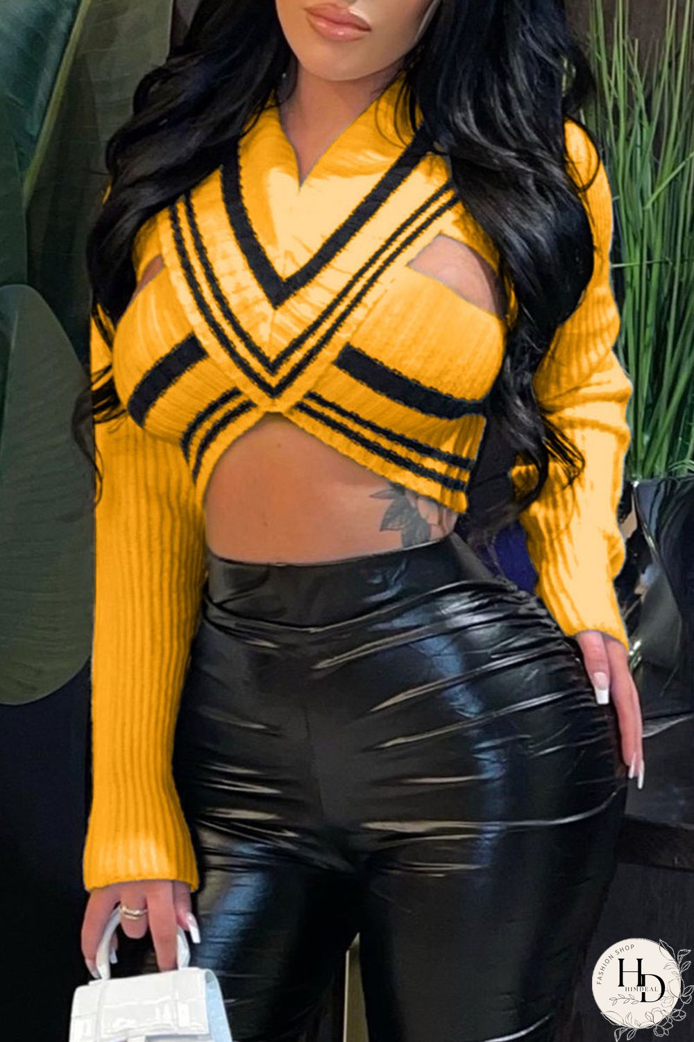 Red Sexy Hollowed Out Split Joint Asymmetrical V Neck Tops