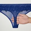 Men's Low-Rise High-Stretch Sexy Lace Trim 3D U-shaped Large Pouch Thongs