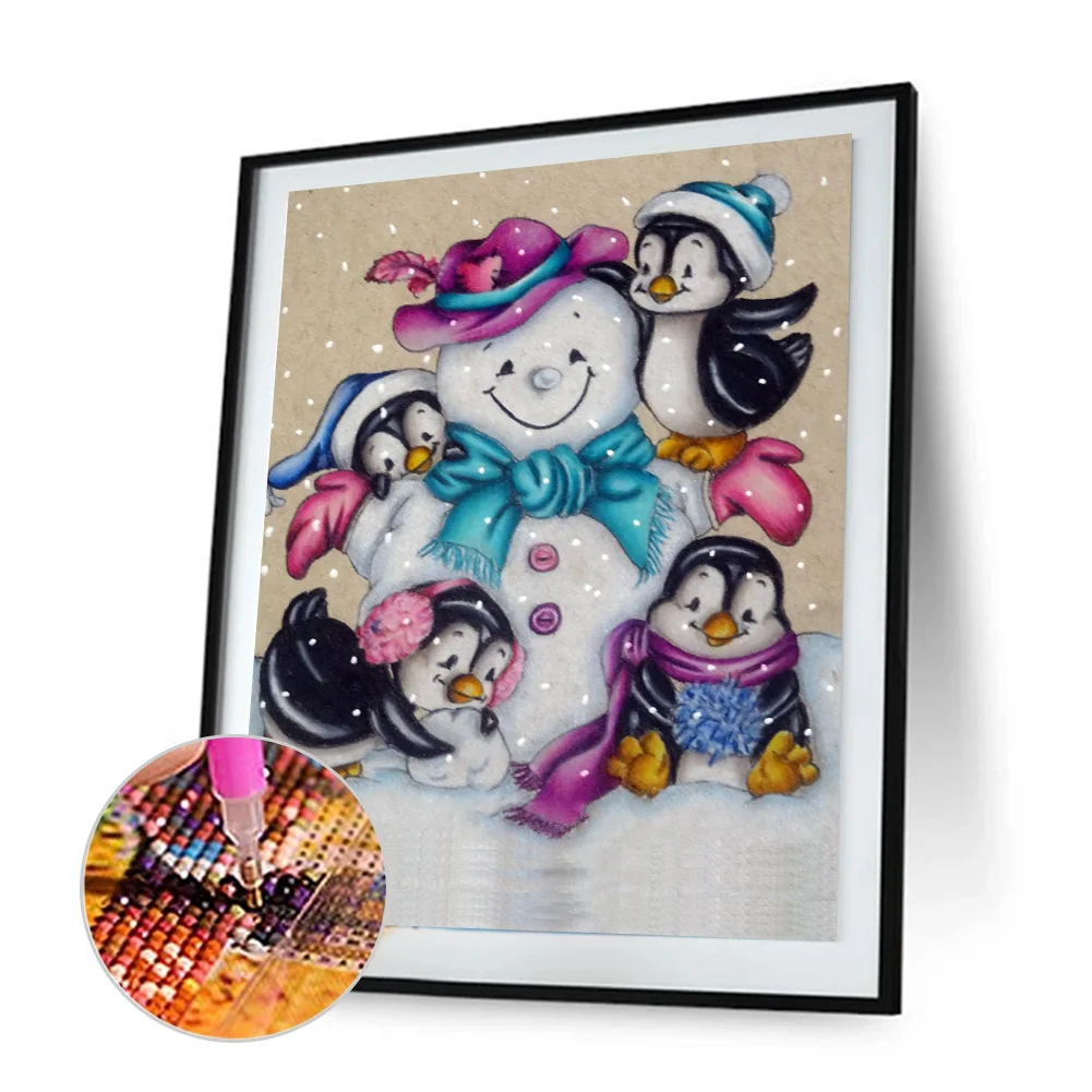 Diamond Painting - Full Round Drill - Snowman Penguin(40*45cm)