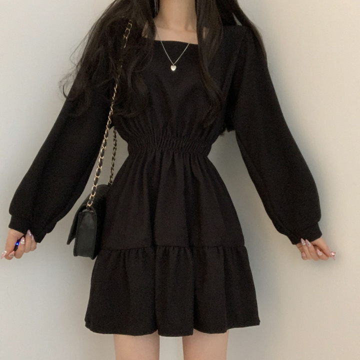 KOREAN WAIST LONG SLEEVE DOLL DRESS