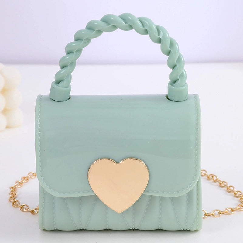 Kid’S Small PVC Cartoon Solid Color Cute Square Flip Cover Crossbody Bag