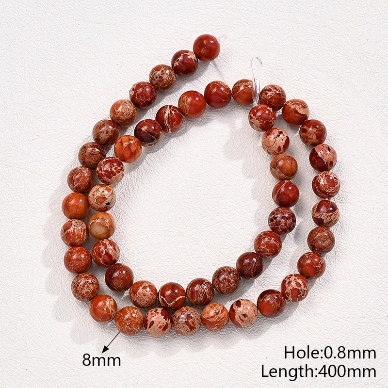 1 Strand/Package 8mm Hole Under 1mm Natural Stone Imperial Jasper Marble Simple Polished Beads