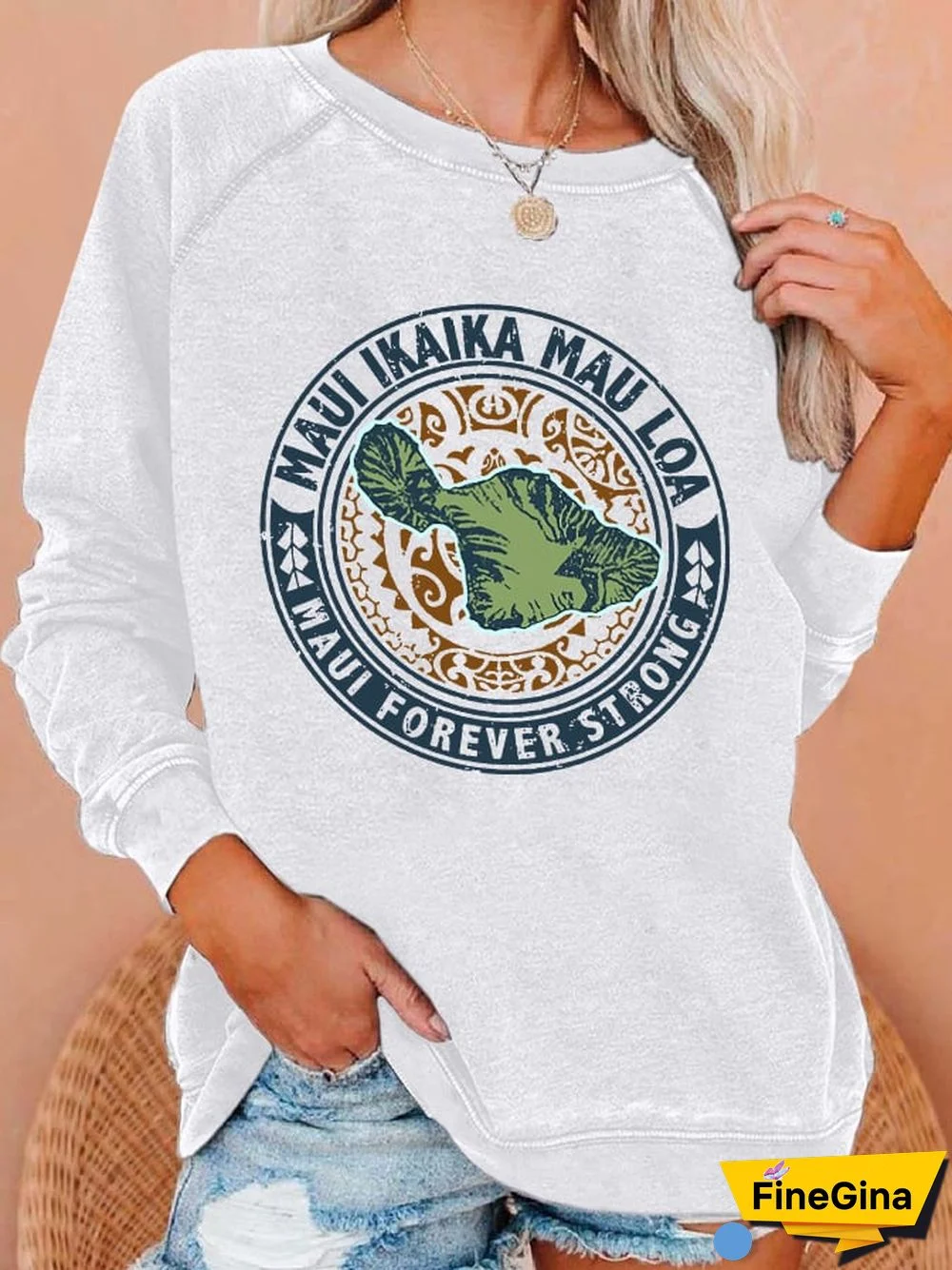 Women's Maui Forever Strong Ikaika Long Sleeve Printed Sweatshirt