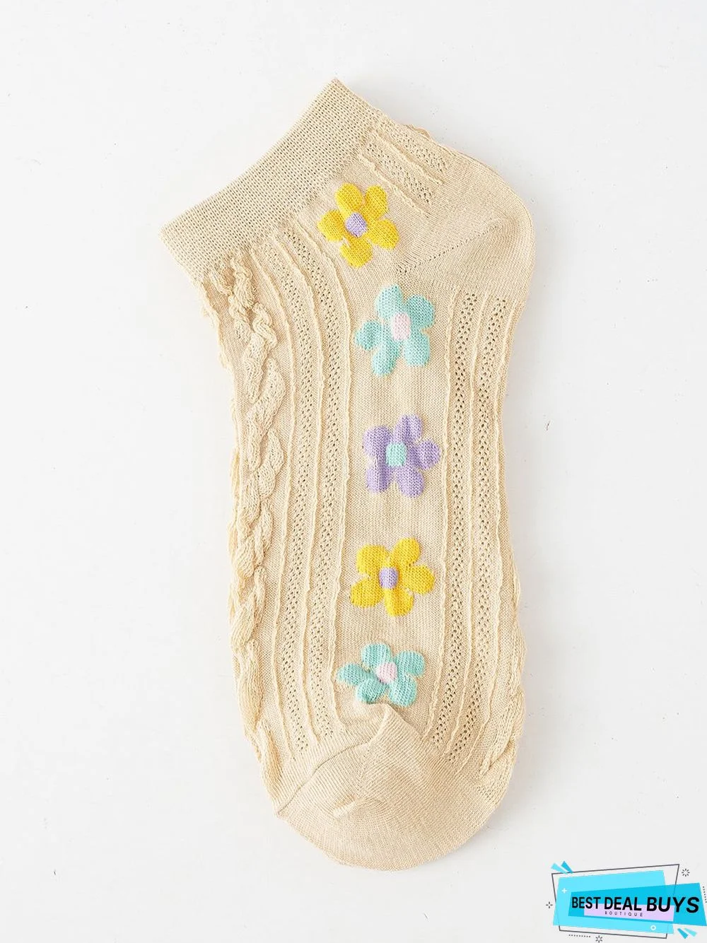 Casual Colorful Floral Embroidered Cropped Socks Daily Commuting Home Accessories