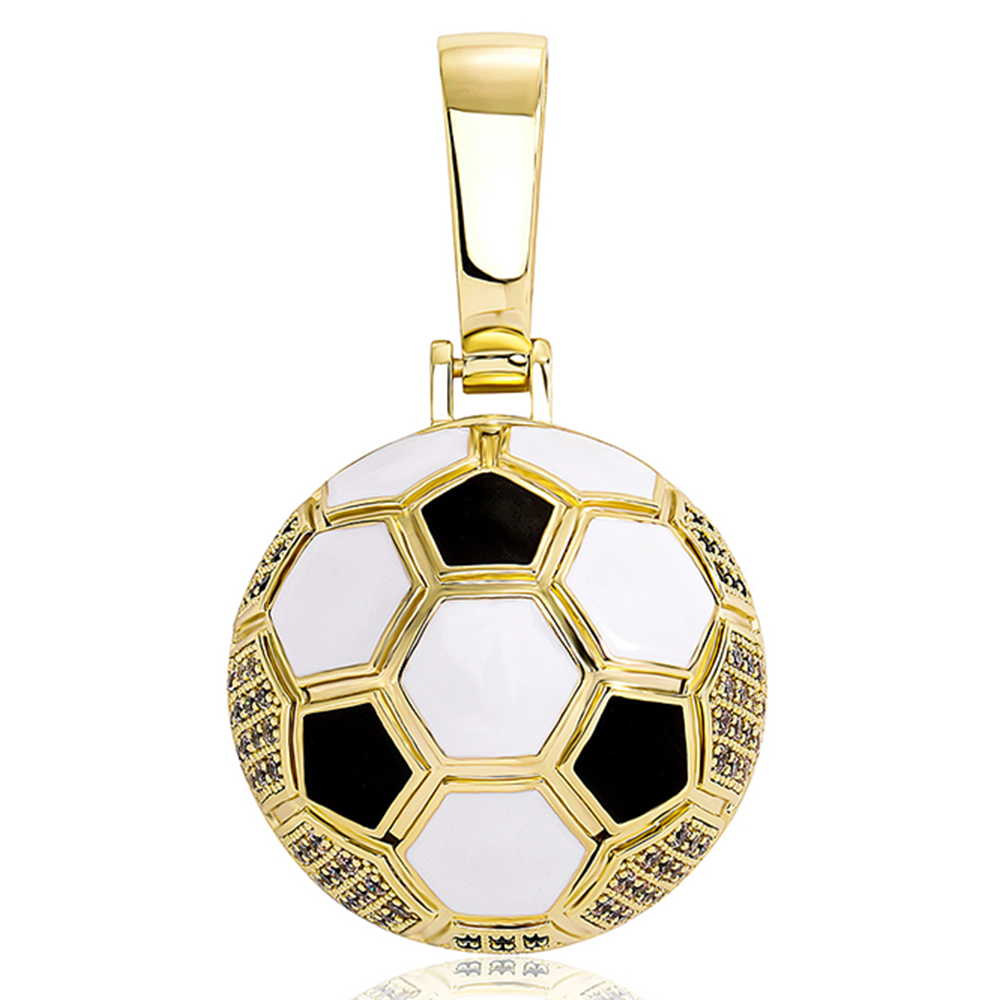 World Cup Soccer Iced Out Bling CZ Stone Gold/Silver Pendants
