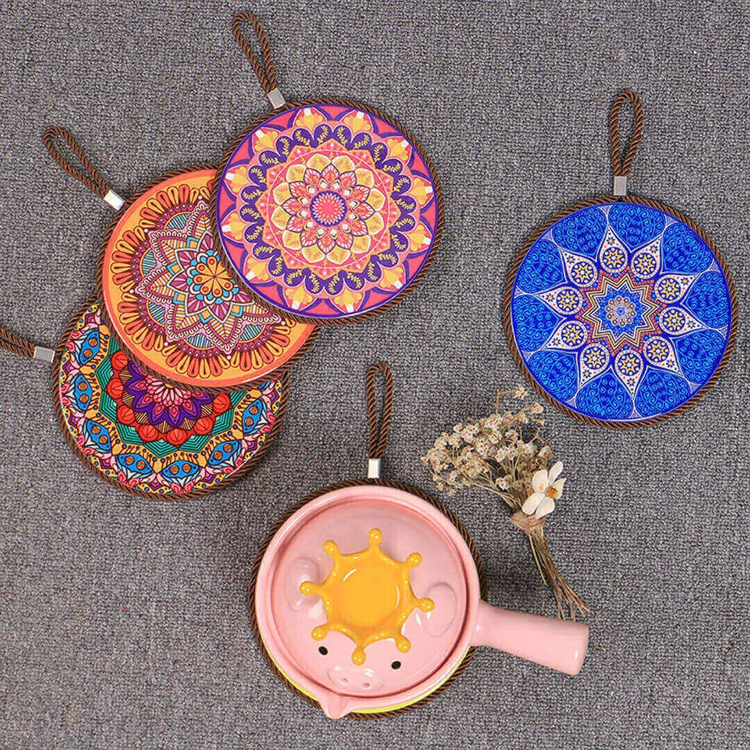 Mandala Print Ceramic Cork Insulation Pad