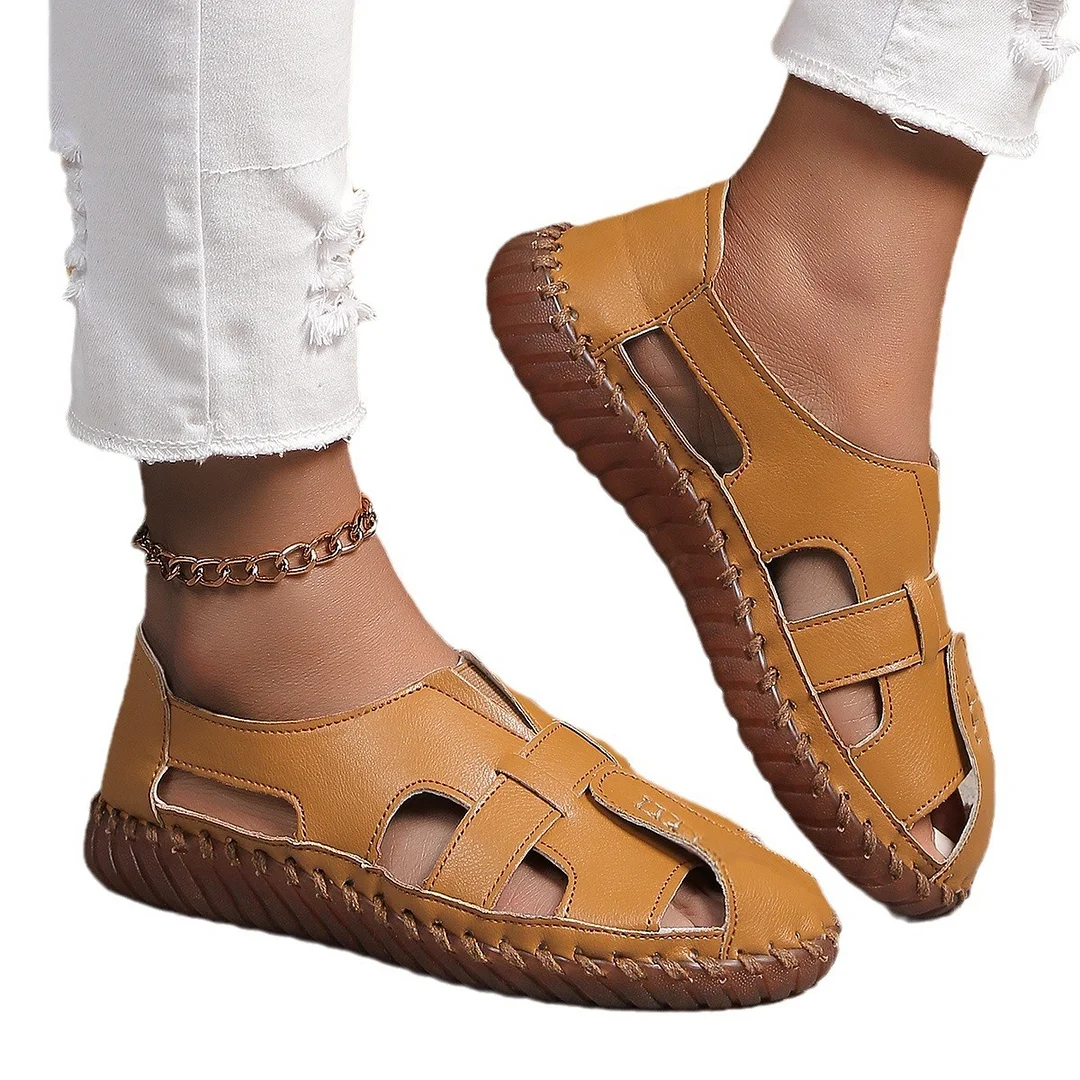 Breakj Breakj New Summer Women's Shoes Flat Sole Casual Sewing Shoes Large Size Round Head Women's Shoes Lazy Shoes