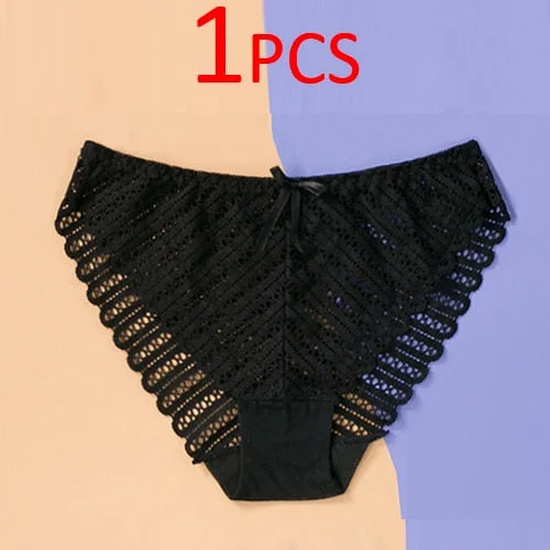 DERUILADY Sexy Perspective Lace Panties Women Comfortable Cotton Bottom Panties Ladies Lingerie Low Rise Seamless Underwear
