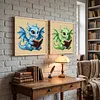 Dragon Reading A Book Full 14CT DIY Stamped Needlework Embroidery Kit 11.81x11.81inch Embroidery Needlepoint Starter Kits Cross Stitch Art and Crafts Kits for Beginners Adults Home Decor