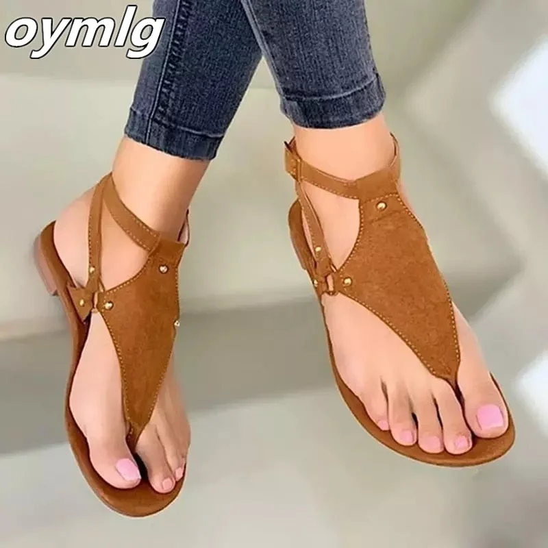 Women Sandals 2020 Summer Outdoor Beach Flip-flop Sandals Solid Fashion Gladiator Sandals Women Flats Casual Ladies Shoes