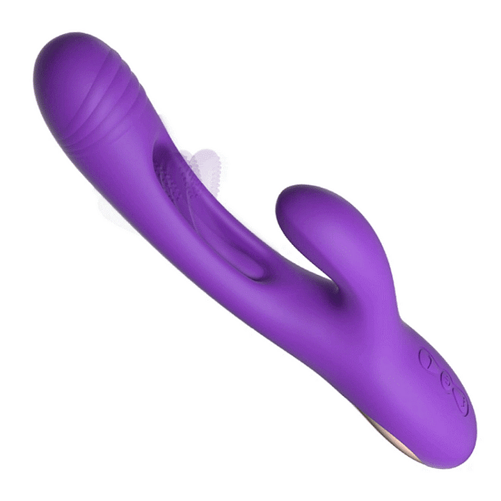 Rabbit Tapping G-spot Vibrator With Tongue Clit Licking - Rose Toy