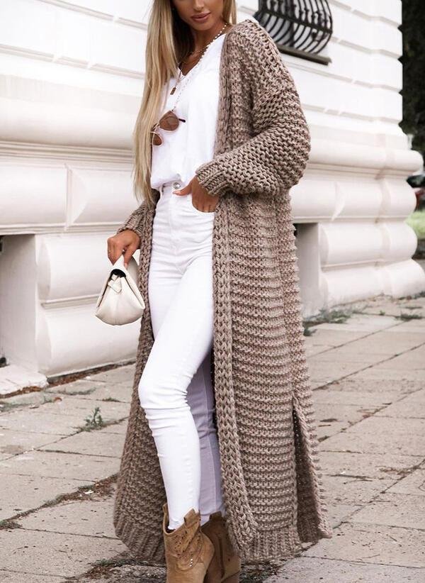 Solid thick casual cardigan
