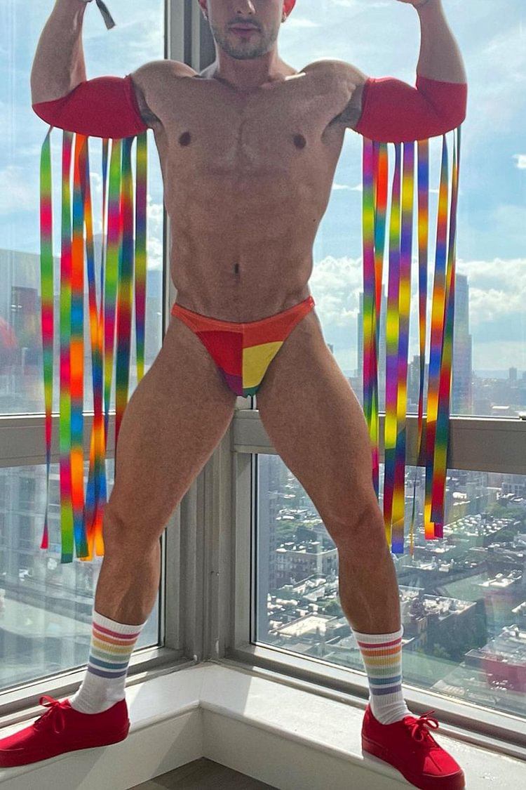 Men's Rainbow Fringe Oversleeve With Underwear Festival Sets [Pre-Order