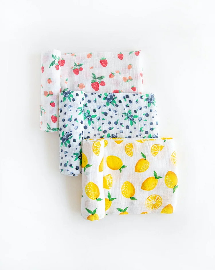Cotton Muslin Swaddle Blanket 3 Pack - Berry Lemonade