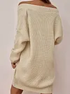 Simple Solid Color V-Neck Loose Long Sleeve Fashion Sweater