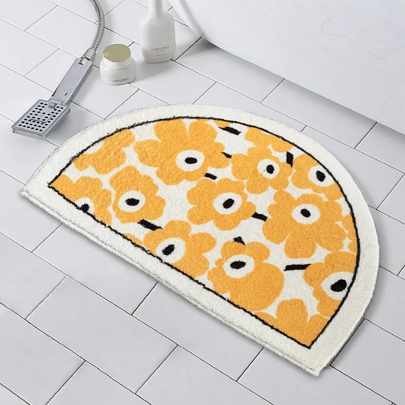 Bath Rug Bathroom Non-slip Doormat Semi-Circular Absorbent Floor Mat Plush Bedroom Kitchen Entrance Carpet Bathtub Side Foot Pad