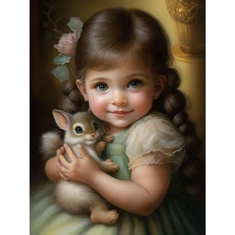 Cute Pet Girl - Full Square - Diamond Painting(30*40cm)