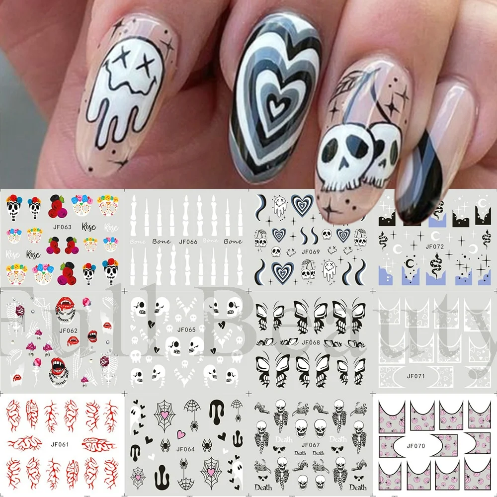 Churchf Graffiti Nail Stickers Lettering Water Nail Decals Trippy Rainbow Lips Sliders French Manicure Tips Watermarks GLJF37-48