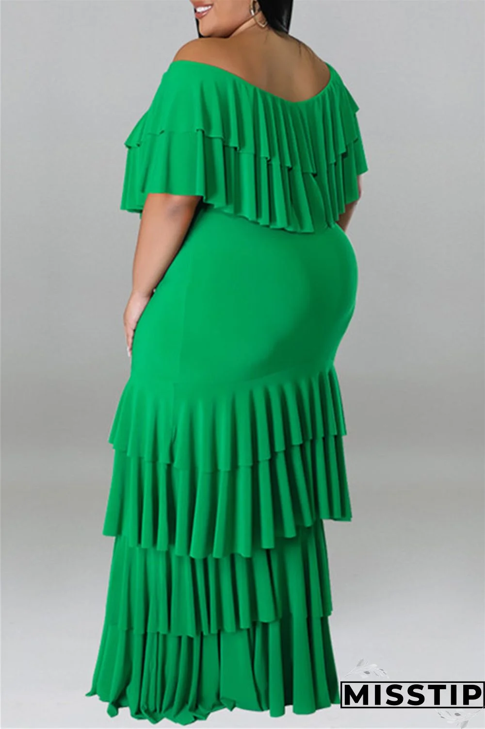 Black Fashion Casual Plus Size Solid Patchwork O Neck Short Sleeve Dress