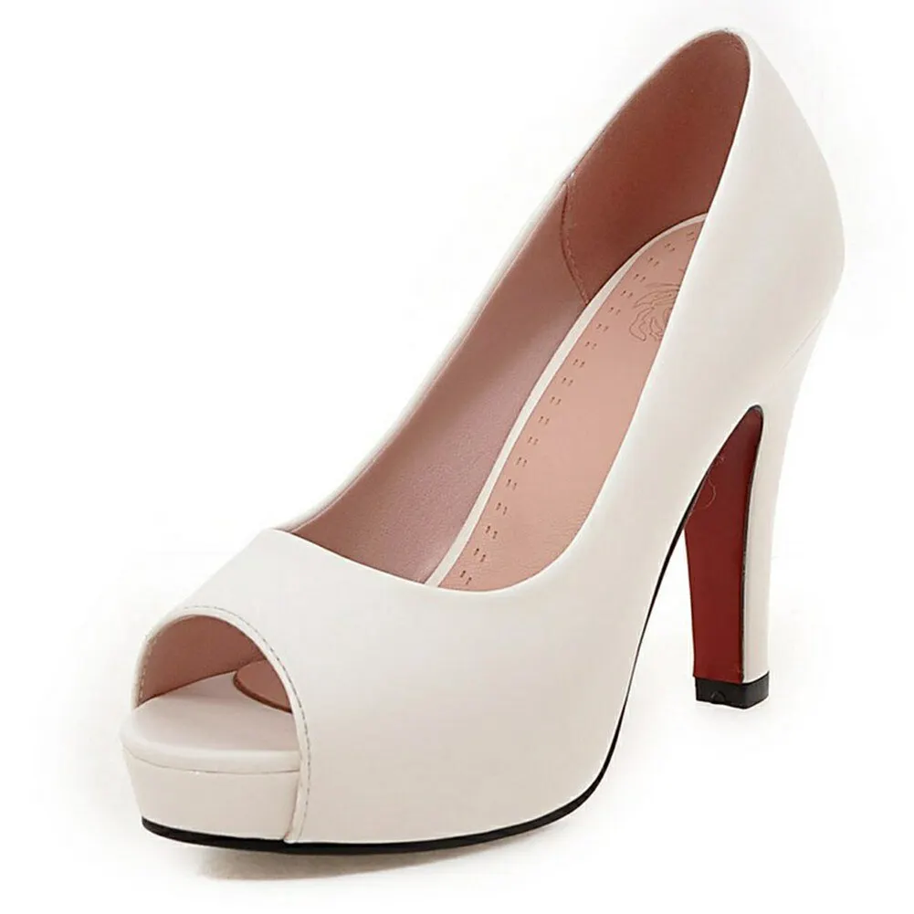 BONJOMARISA 2020 Spring Autumn Elegant Solid Pumps Women Big Size 32-43 Shallow slip-on Platform High Heels Ol Shoes Woman
