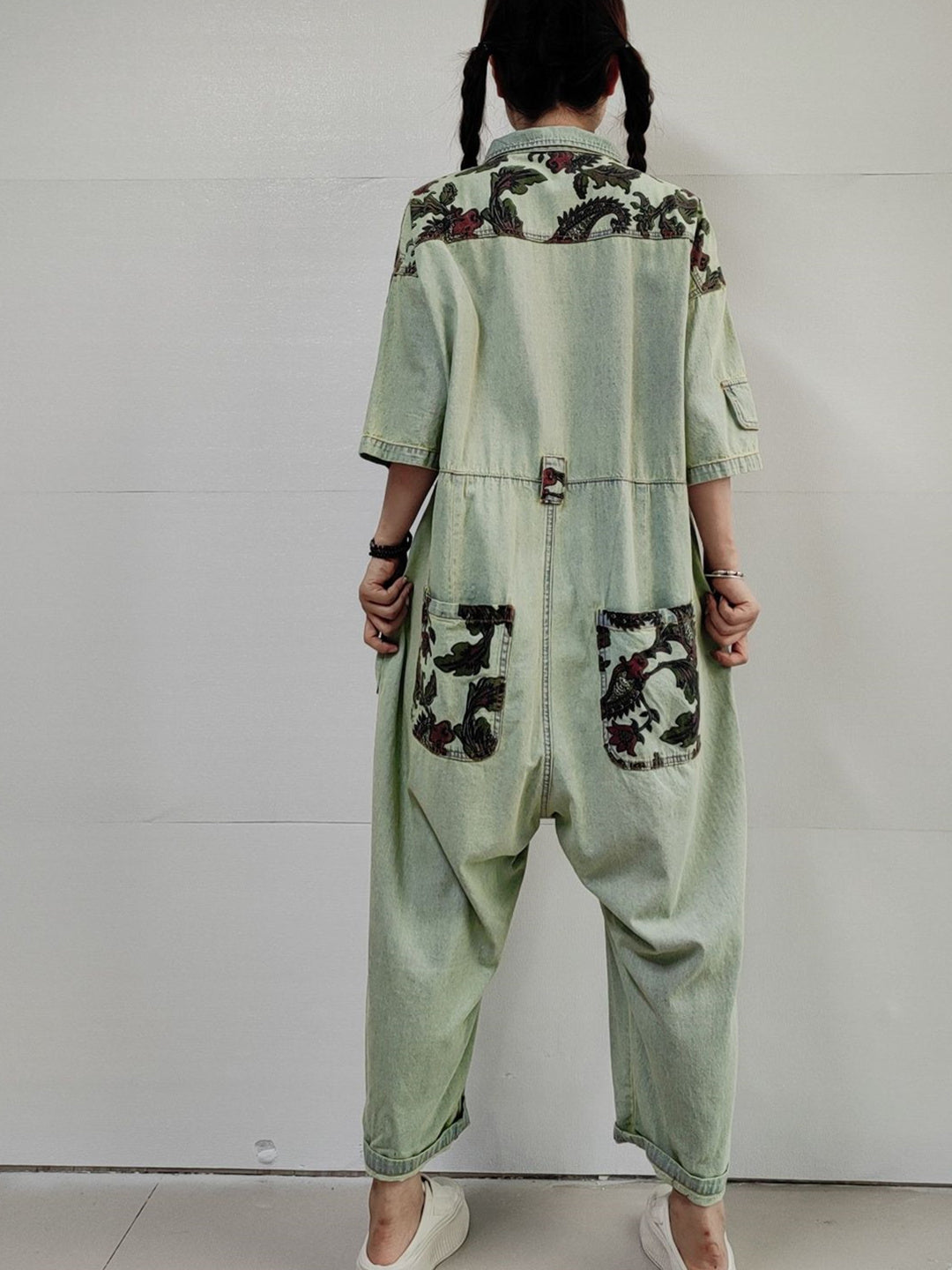 Women Half Sleeve V-neck Solid Color Dress